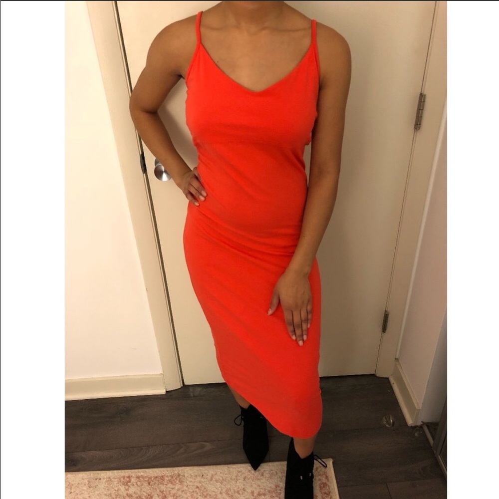 ASOS orange midi dress size 8.